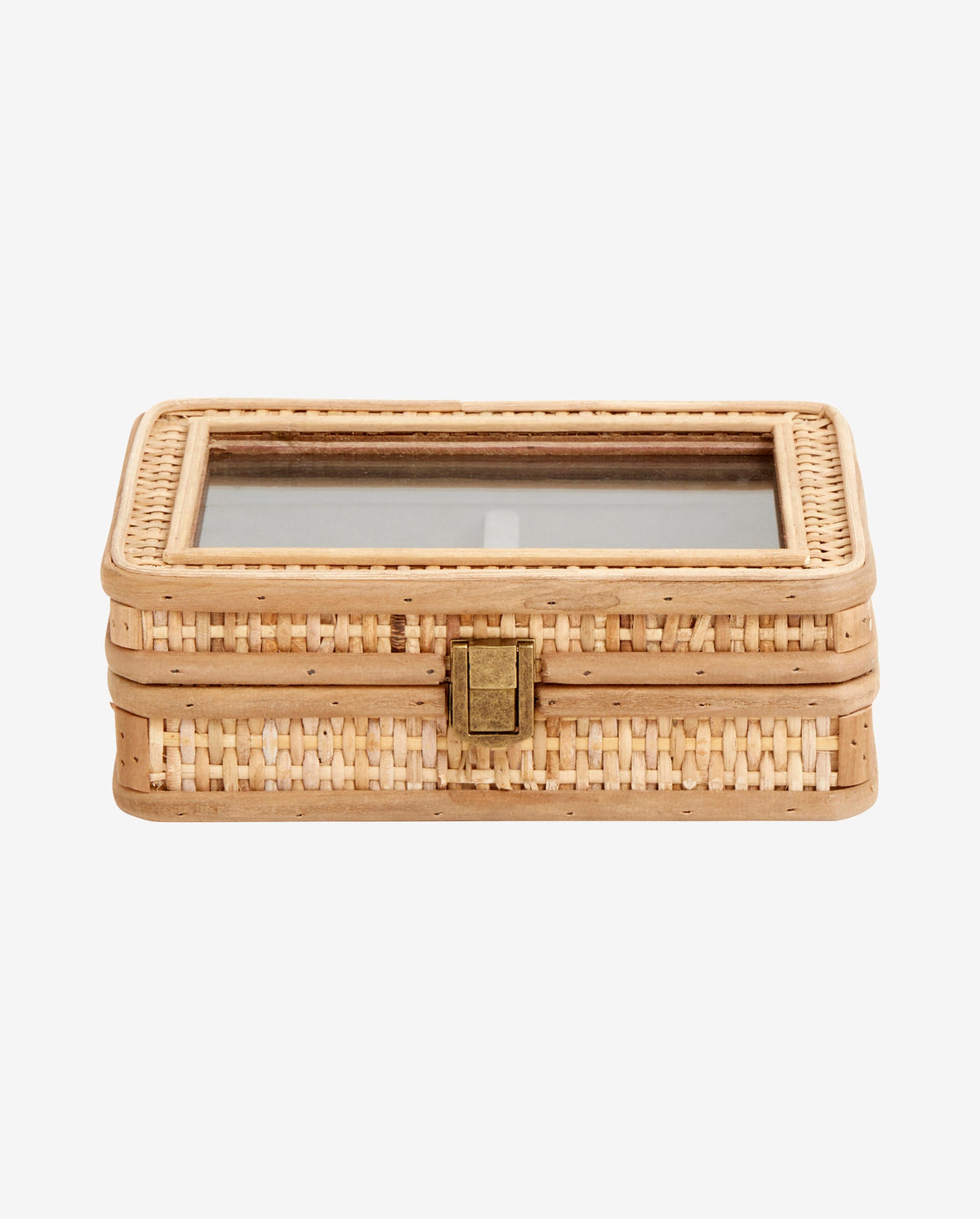 RATTAN smykkeskrin i rattan m/glaslåg - 16x21 cm - natur