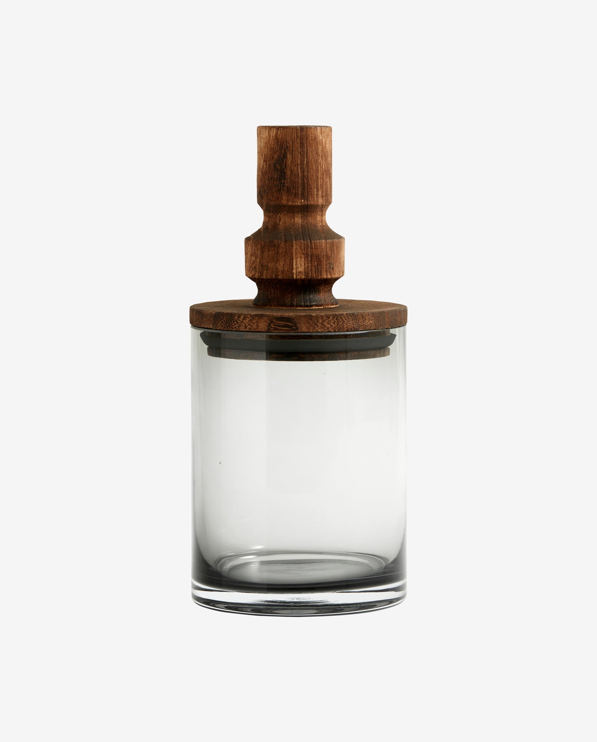 SALVIE opbevaringsglas med låg i træ, S - brun
