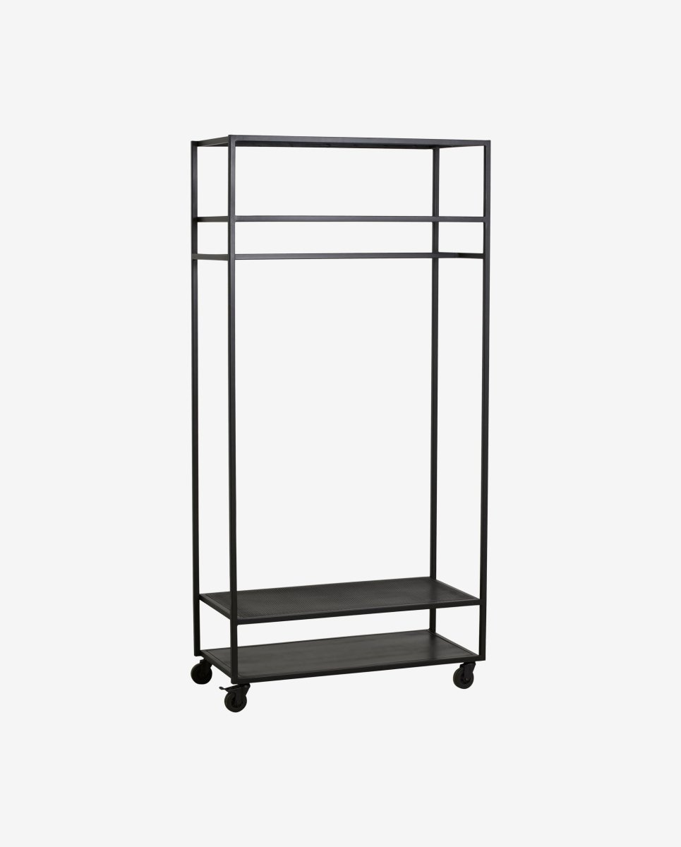 ALTA garderobestativ i jern med hjul - 190x93 cm - sort - naordal.com