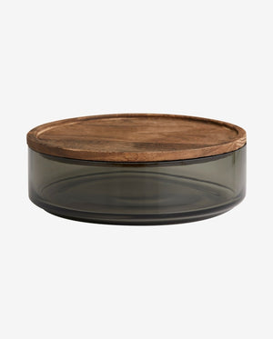 BASIL opbevaringsglas med låg i træ - 1300 ml - naordal.com
