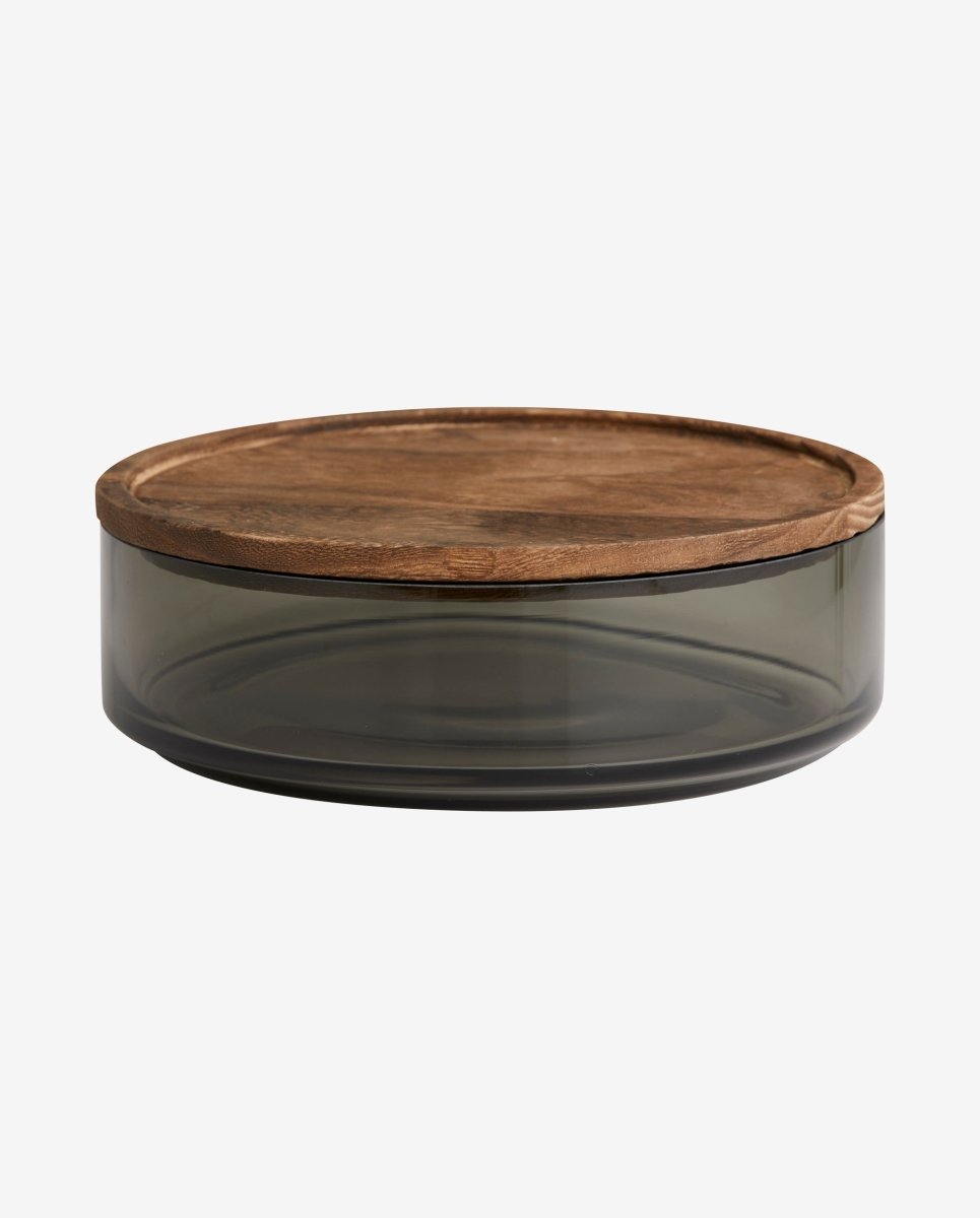 BASIL opbevaringsglas med låg i træ - 1300 ml - naordal.com
