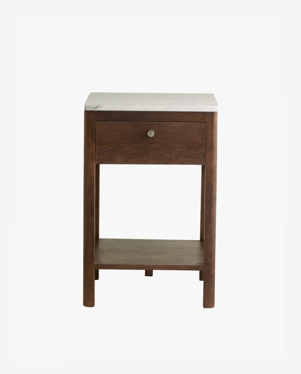 BILLE sengebord - brun/hvid marmor - naordal.com
