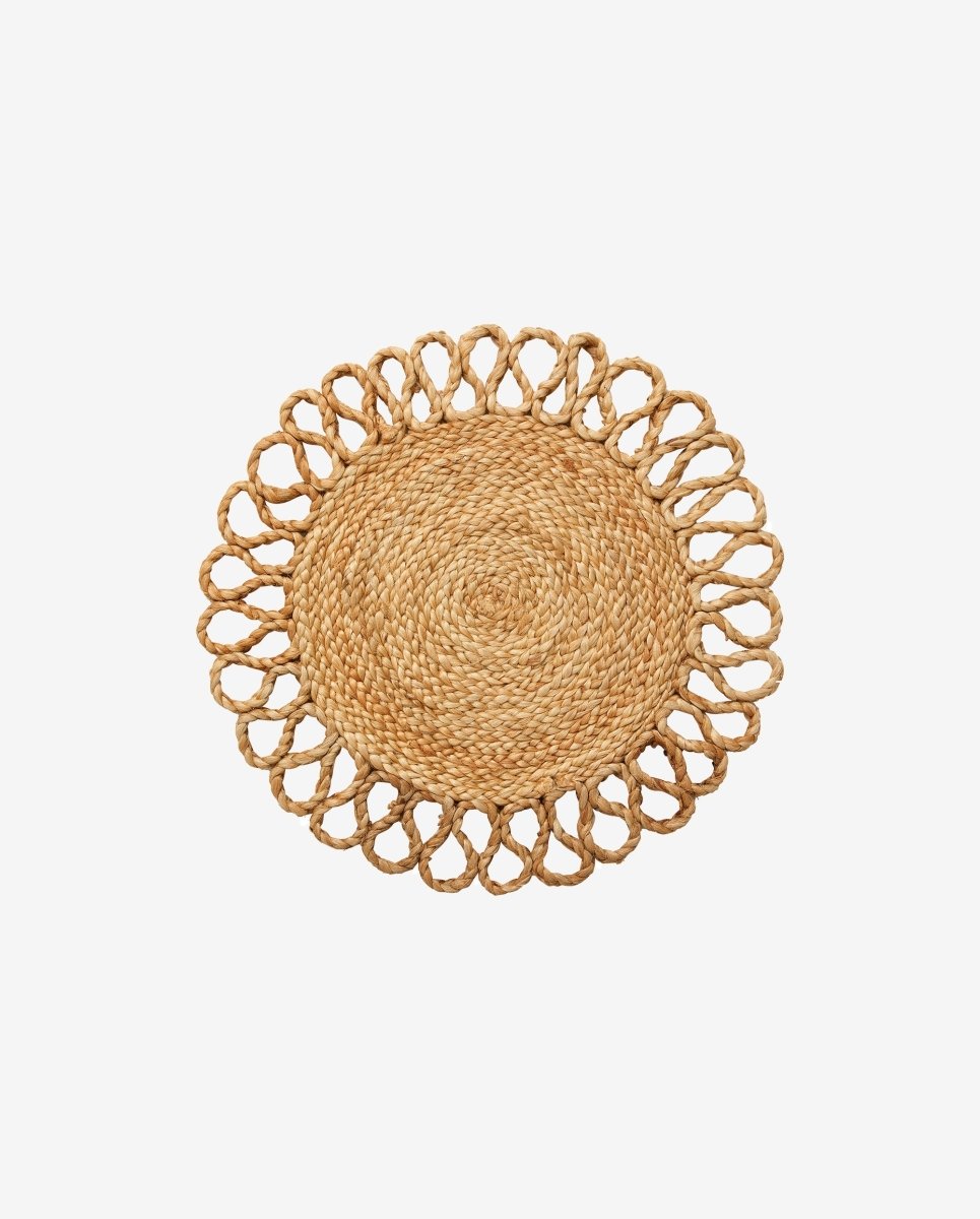 BRAIDU rund dækkeserviet i hamp m/mønster - ø40 cm - natur - naordal.com