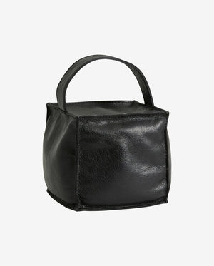 COOK dørstopper i læder med hank - 12x12 cm - sort - naordal.com