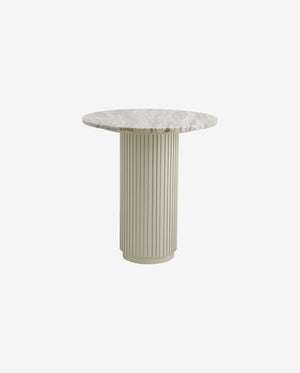 ERIE cafebord i træ og marmor - råhvid, brun, beige - naordal.com