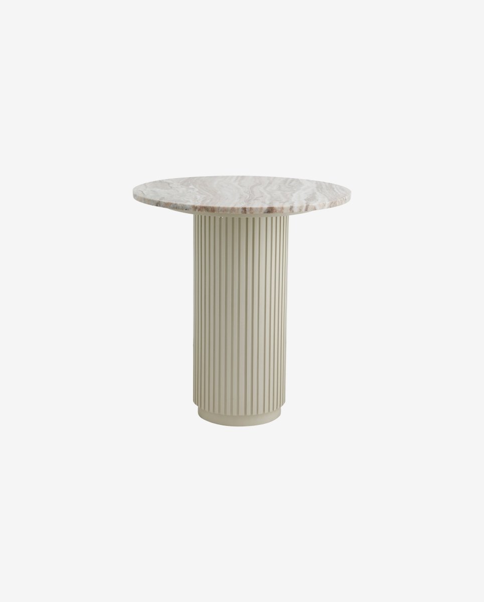ERIE cafebord i træ og marmor - råhvid, brun, beige - naordal.com