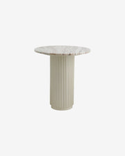 ERIE cafebord i træ og marmor - råhvid, brun, beige - naordal.com