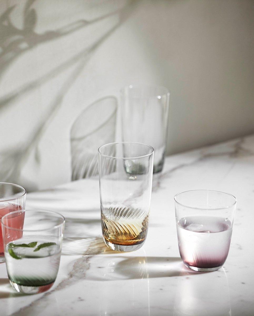 GARO drikkeglas - h9,5 cm - klar glas/lilla - naordal.com