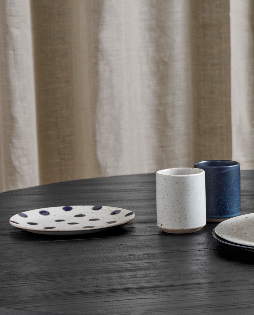GRAINY frokosttallerken i keramik - ø21 cm - sand/blå - naordal.com