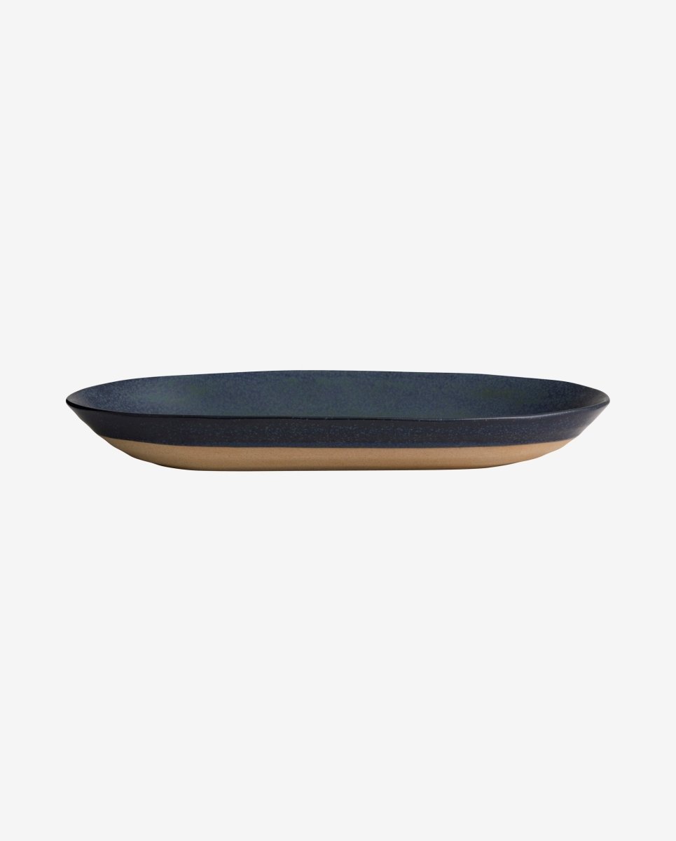 GRAINY serveringsfad i keramik - l39 cm - mørkeblå - naordal.com