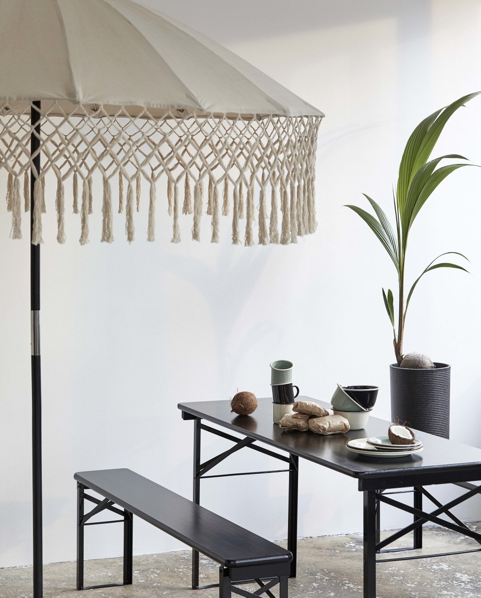 Havesæt med bord og bænke - 220x60 - sort - naordal.com