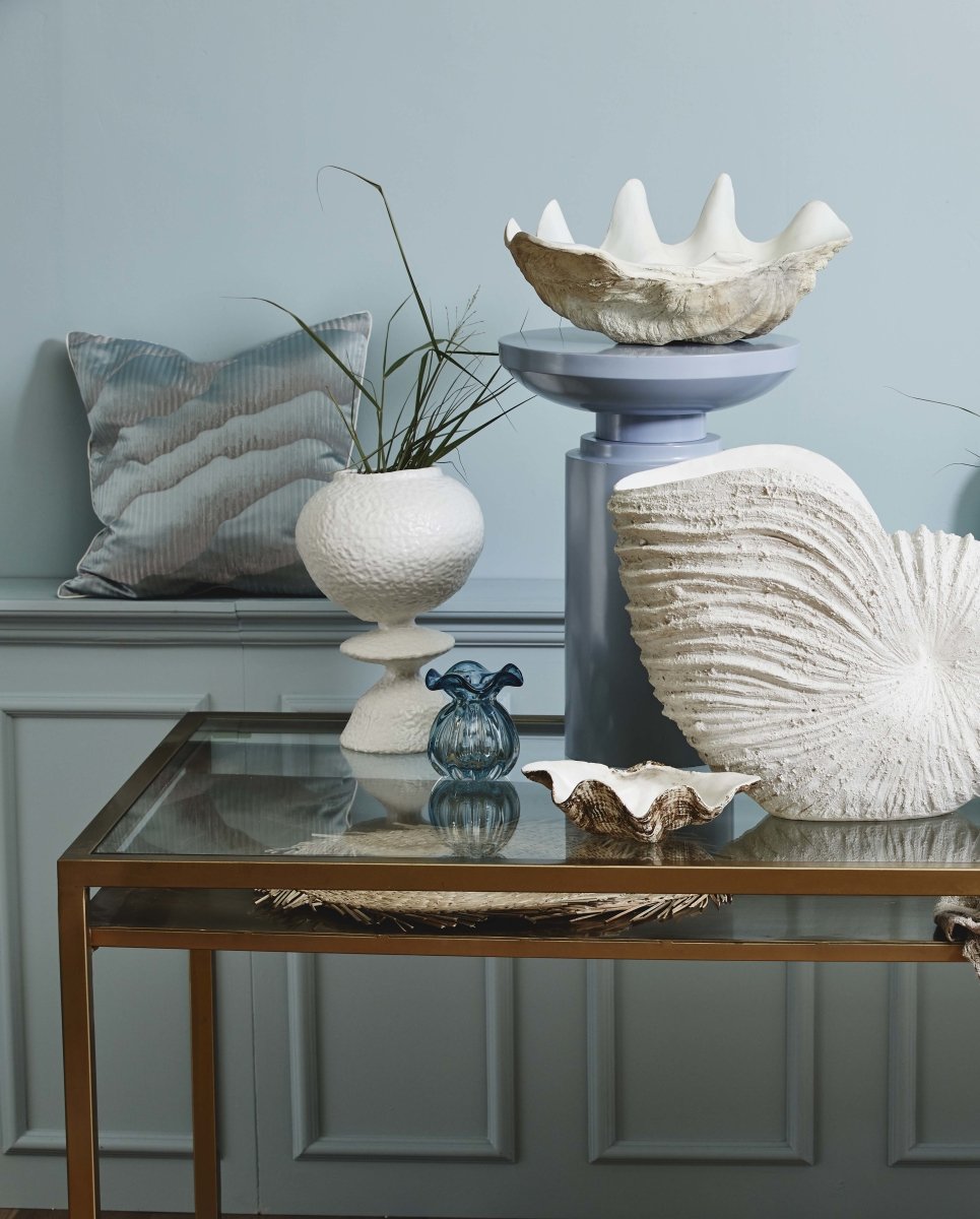 KICHI muslingeskal til dekoration - large - L52 cm - hvid/beige - naordal.com