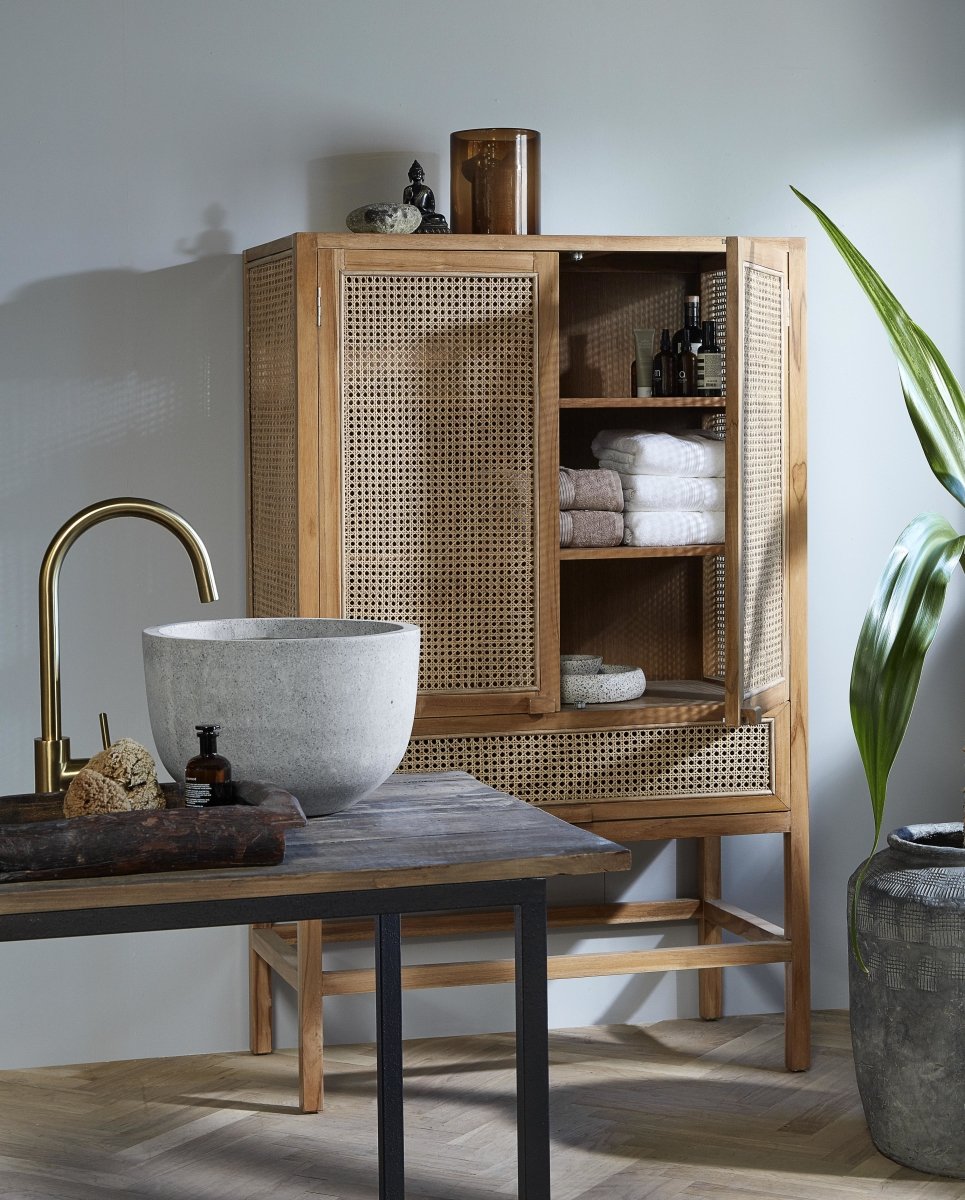 MERGE skab i teaktræ med 2 låger - 160x100 - natur - naordal.com