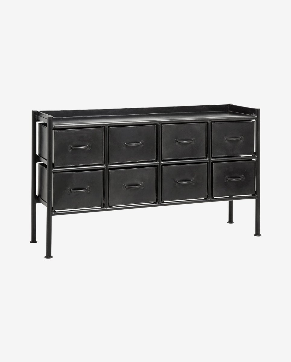 PORTLAND skænk i jern m/8 skuffer - 66x116 cm - sort - naordal.com