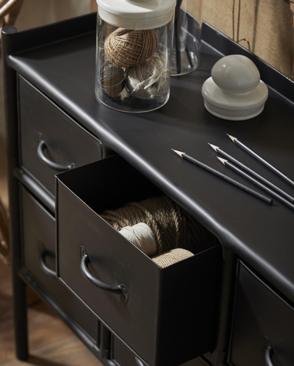 PORTLAND skænk i jern m/8 skuffer - 66x116 cm - sort - naordal.com