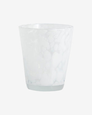 TEPIN drikkeglas med mønster - h10 cm - klar glas/hvid - naordal.com