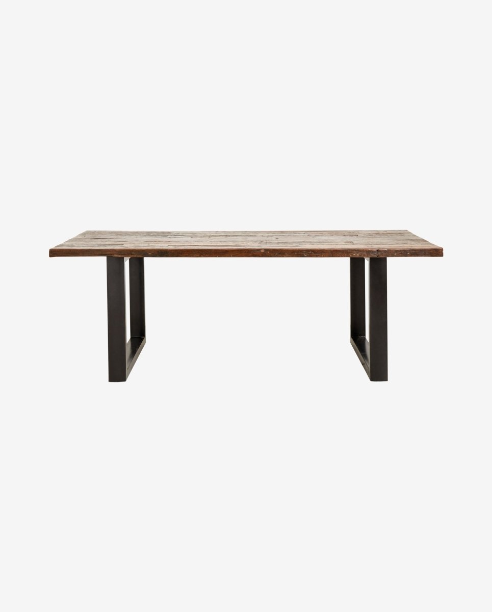 VINTAGE spisebord i træ og jern - 220x100 - natur/sort - naordal.com